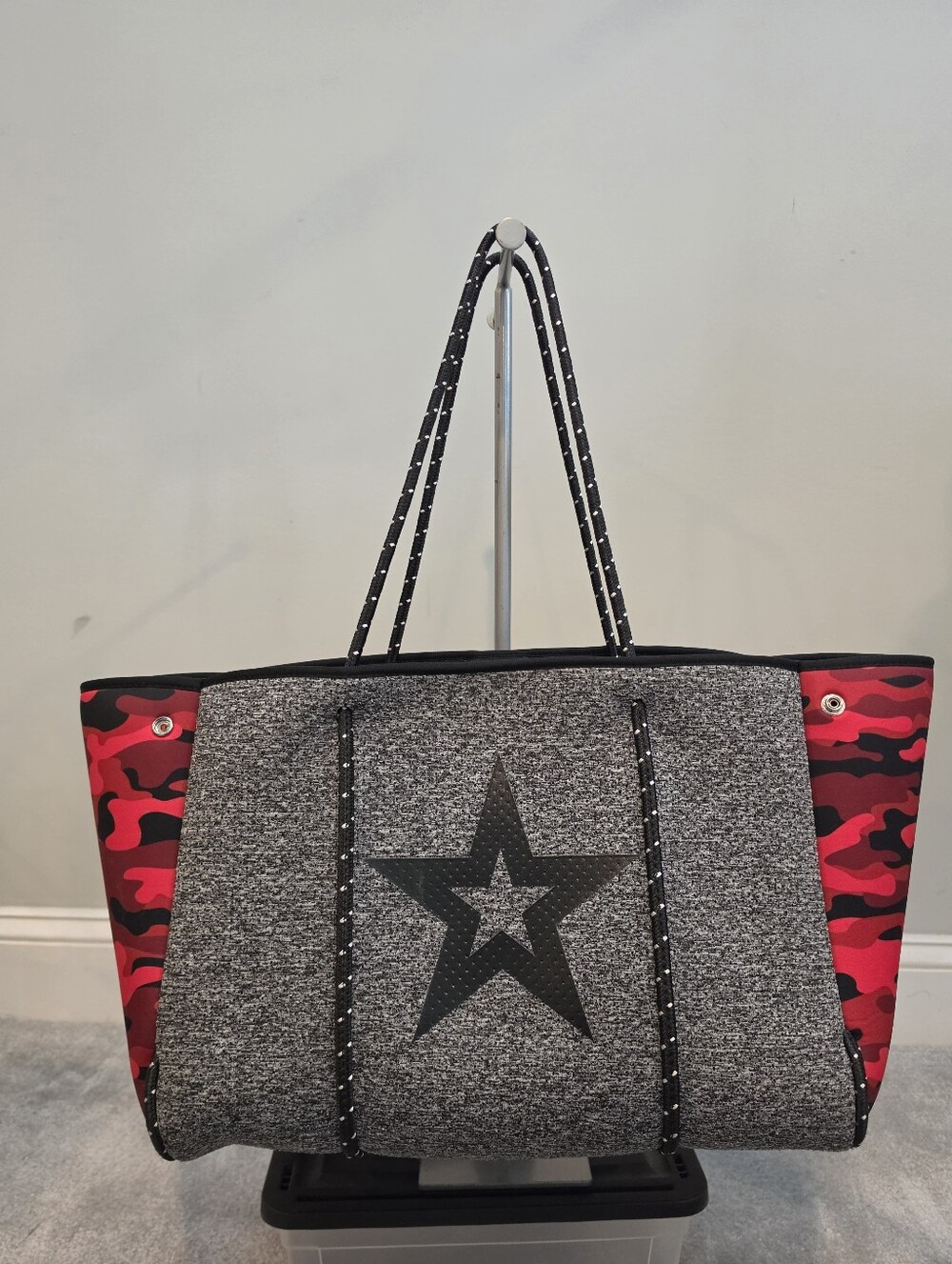 Haute Shore Greyson Brave Tote & Wristlet-Charcoal Marle/Black Star/Red Camo